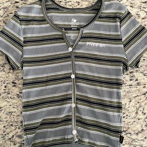 FIVESTAR GENERAL CO. Stripe Button Knit Womens Top - Size SMALL